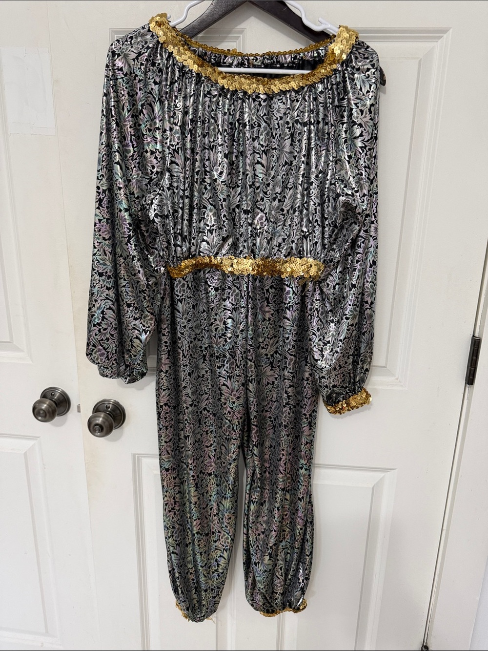 Princess Jasmine crop shirt / pants costume size small gold silver 70s costume
